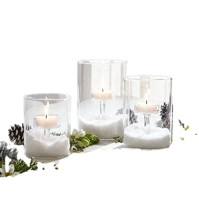 3 pcs Open Ended Clear Cylinder Glass Hurricane Candle Holder ສໍາລັບ Pillar Candles (1)