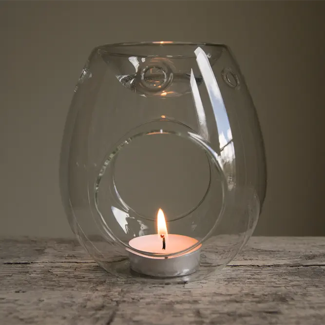 Custom Blown Decorative Clear Bubble Wax Melt Essential Oil Burner ສໍາລັບທຽນໄຂ Tealight (1)