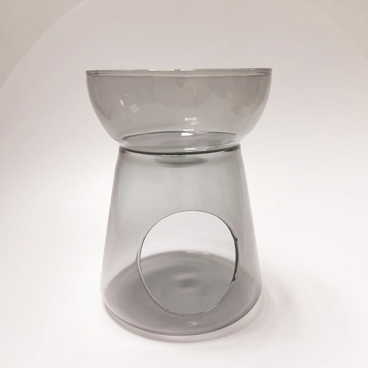 Individualiai pūstas dekoratyvinis skaidraus stiklo burbulinis vaško lydalo eterinio aliejaus degiklis, skirtas arbatinės žvakėms (4)