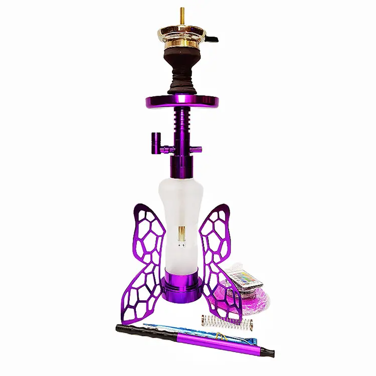 Emas Kupu-kupu Gaya hookah dipimpin dipimpin hookah set shisha dipimpin hookah (5)