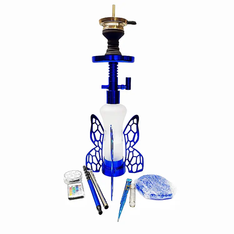 Gold Butterfly Style hookah led led hookah set shisha led hookah (6)