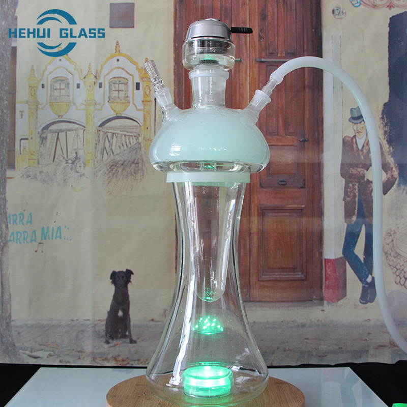 HEHUI ガラス中型水ギセル ガラス花瓶スタンド付き