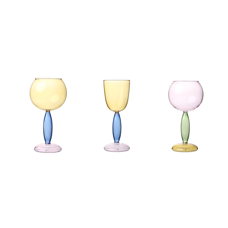Vairumtirdzniecība ar augstu borosilikāta saturu Creative Candy Krāsu kauss Krāsainu kristāla stikla glāzes ar rokām darinātas šampanieša vīna glāzes Pielāgot (1)