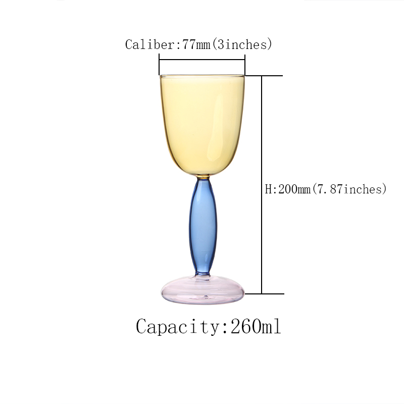 Tukku korkeaborosilikaattinen Creative Candy Color Goblet Cup Värilliset kristallilasikupit Käsintehdyt samppanjaviinilasit Mukauta (2)