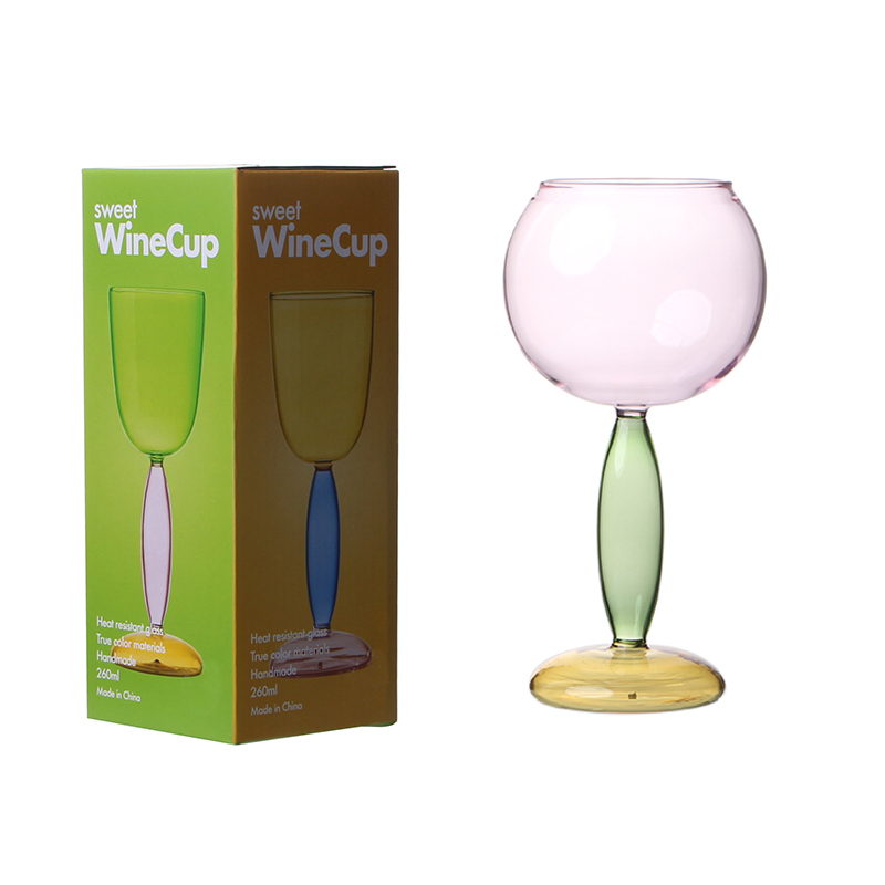 סיטונאי גבוה בורוסיליקט יצירתי סוכריות צבע גביע גביע כוסות זכוכית קריסטל בעבודת יד כוסות יין שמפניה התאמה אישית (4)