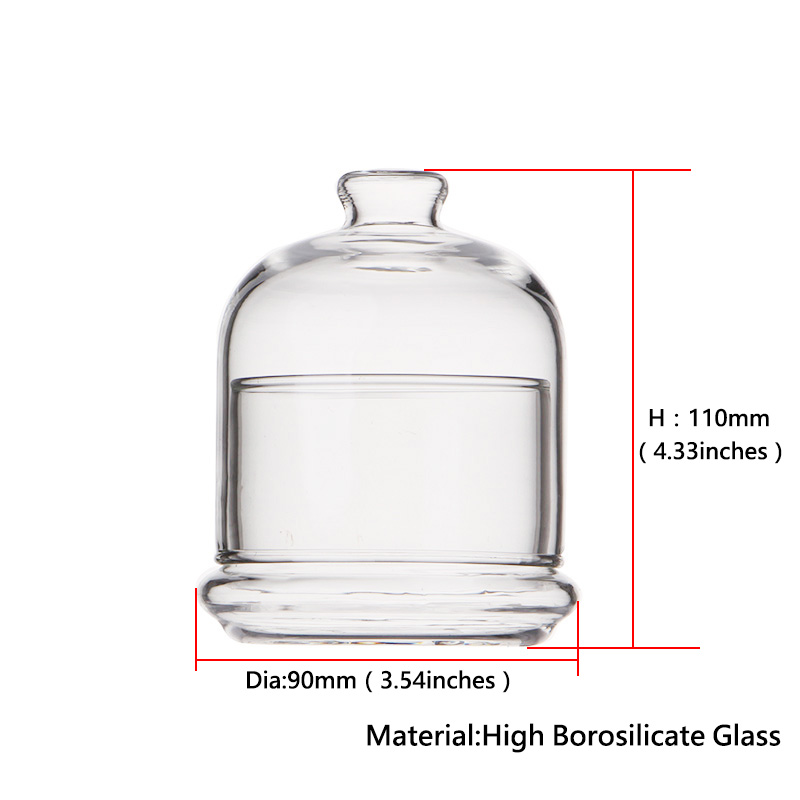 small glass dome with glass base sizes