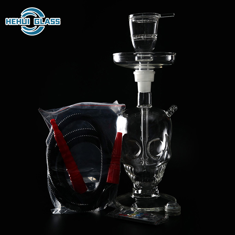 led skull hookah with leather bag 4