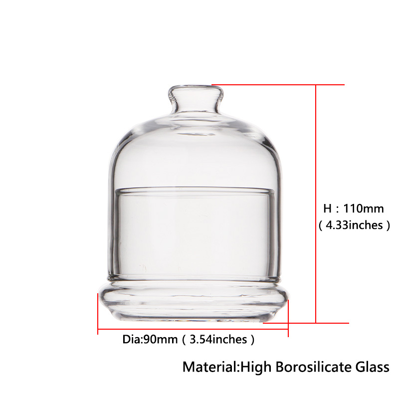 small glass dome with glass base sizes